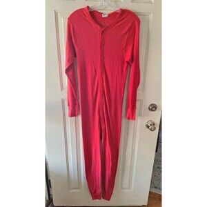 Morgan Mills Long Handles Thermal Union Suit Long Johns Red Vintage Size Medium